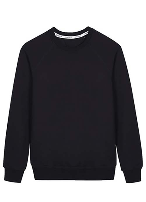 黑色圓領插肩袖線圈衛衣