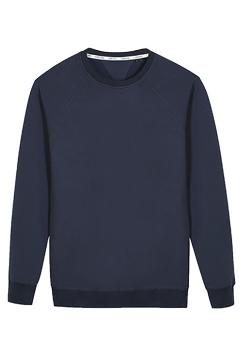 藏青色圓領插肩袖線圈衛衣