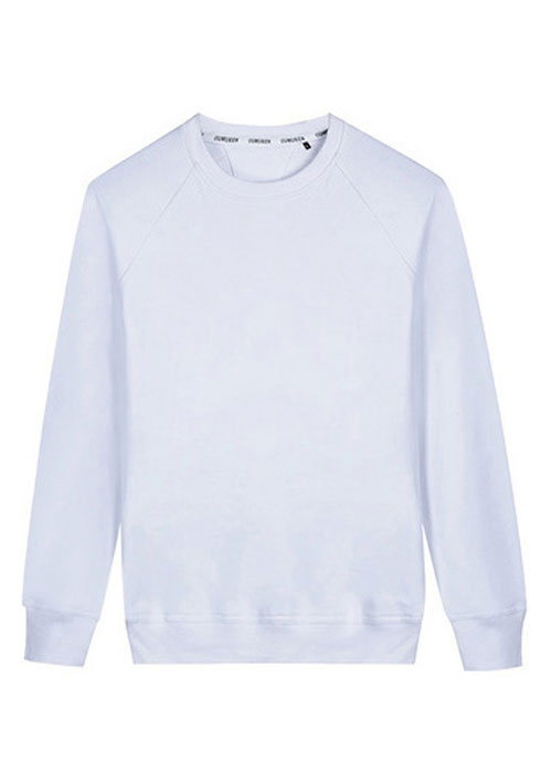 白色圓領插肩袖線圈衛衣