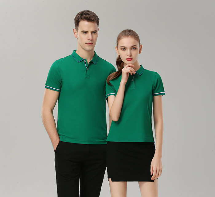 1898號時尚翻領短袖POLO衫定做深綠色模特展示圖
