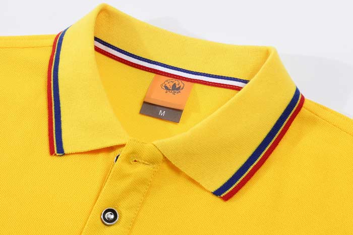 200克CVC面料間條衣領配織帶門瞳短袖POLO衫工作服定做之衣領細節圖